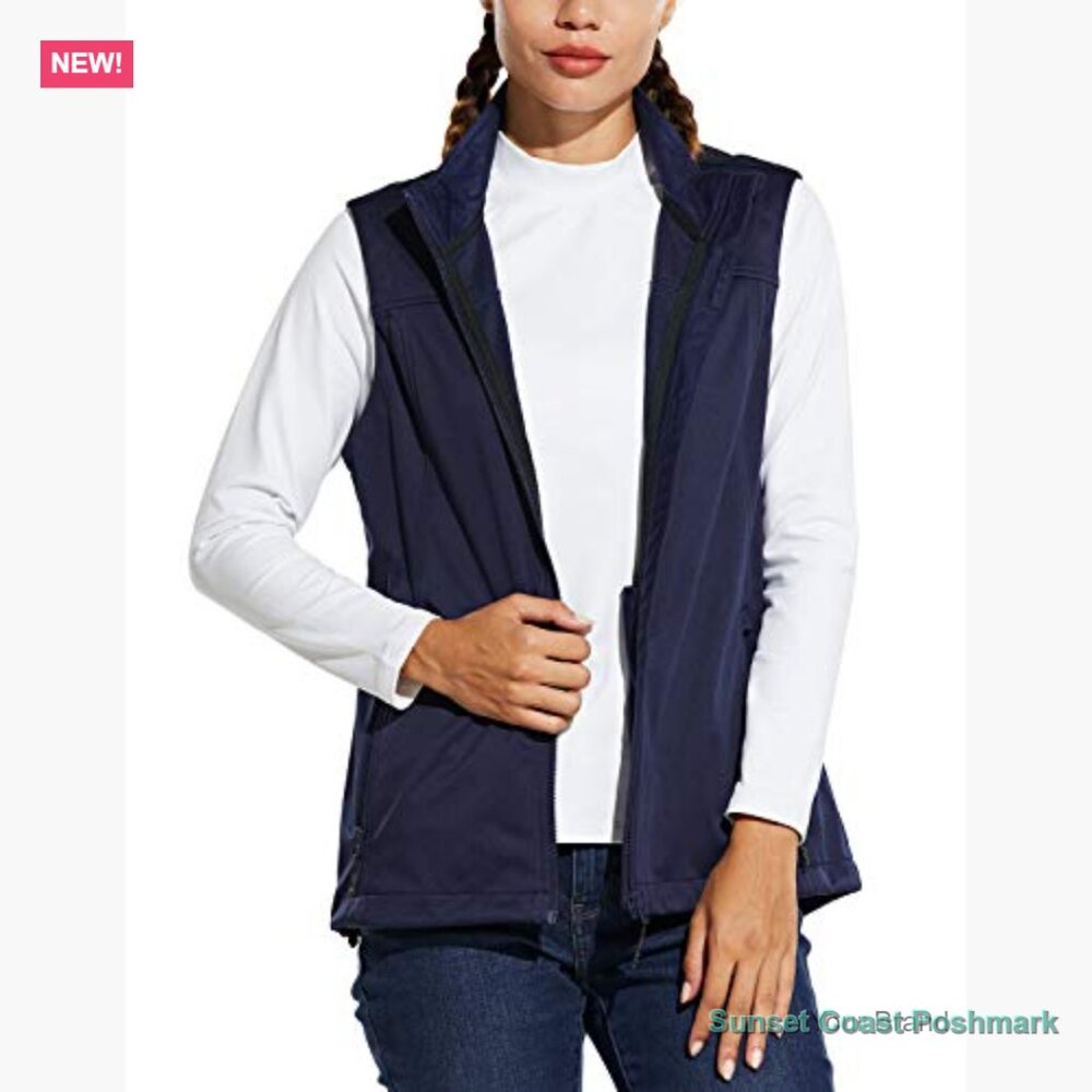 Windproof Sleeveless Jacket Stand Collar Zipper P… - image 2